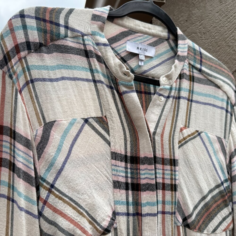 NWOT Reiss Plaid, Flannel Midi Popover Dress - Picture 5 of 15